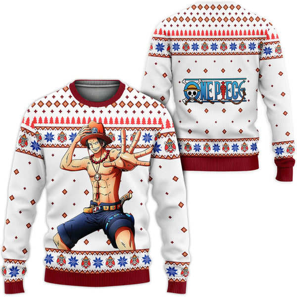 Divesart - Ace Anime White Anime Ugly Christmas pusero ja huppari Custom One Piece Anime -joululahjat